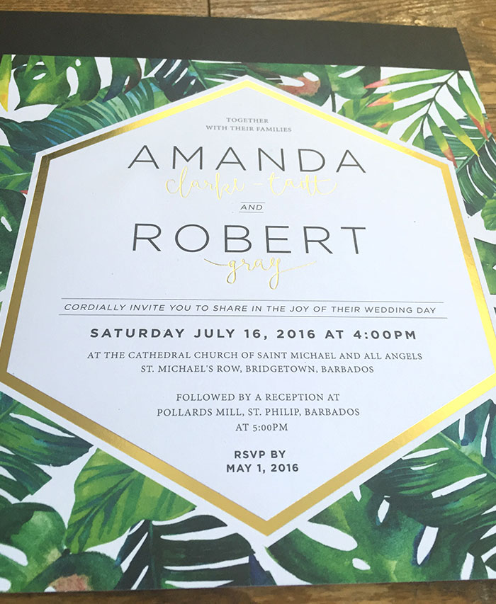 Amanda & Robbie wedding invitation