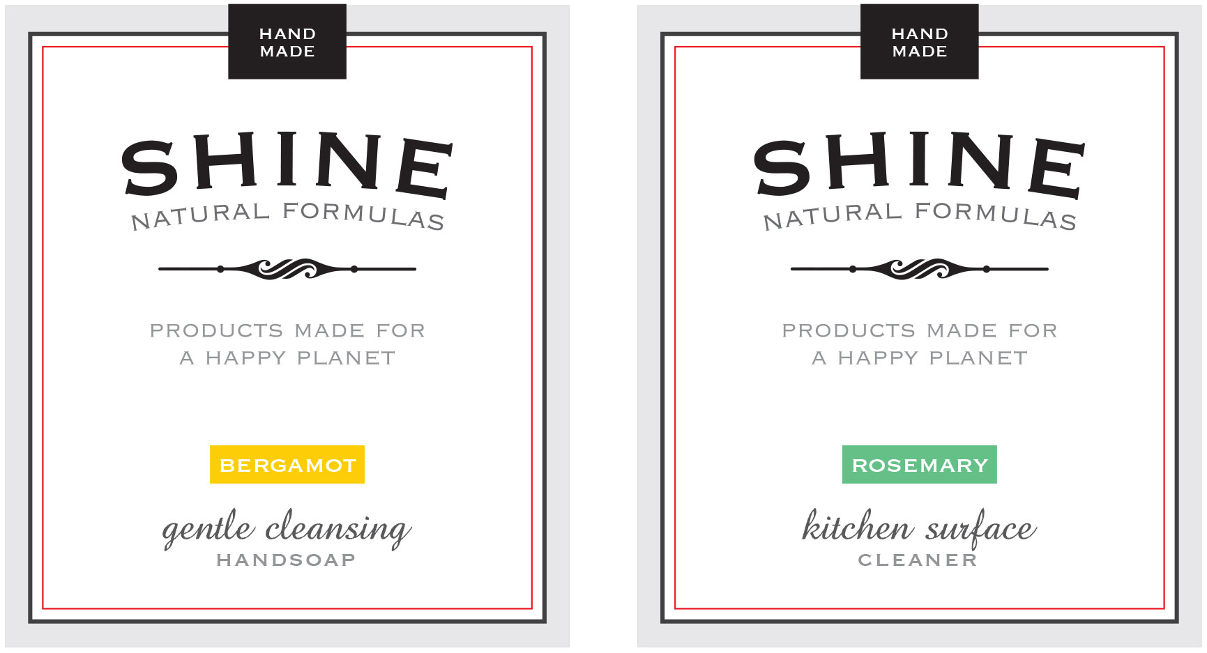 Shine Organic Cleaner labels